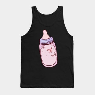 cute baby milk bottle white persian cat pink pastel Tank Top